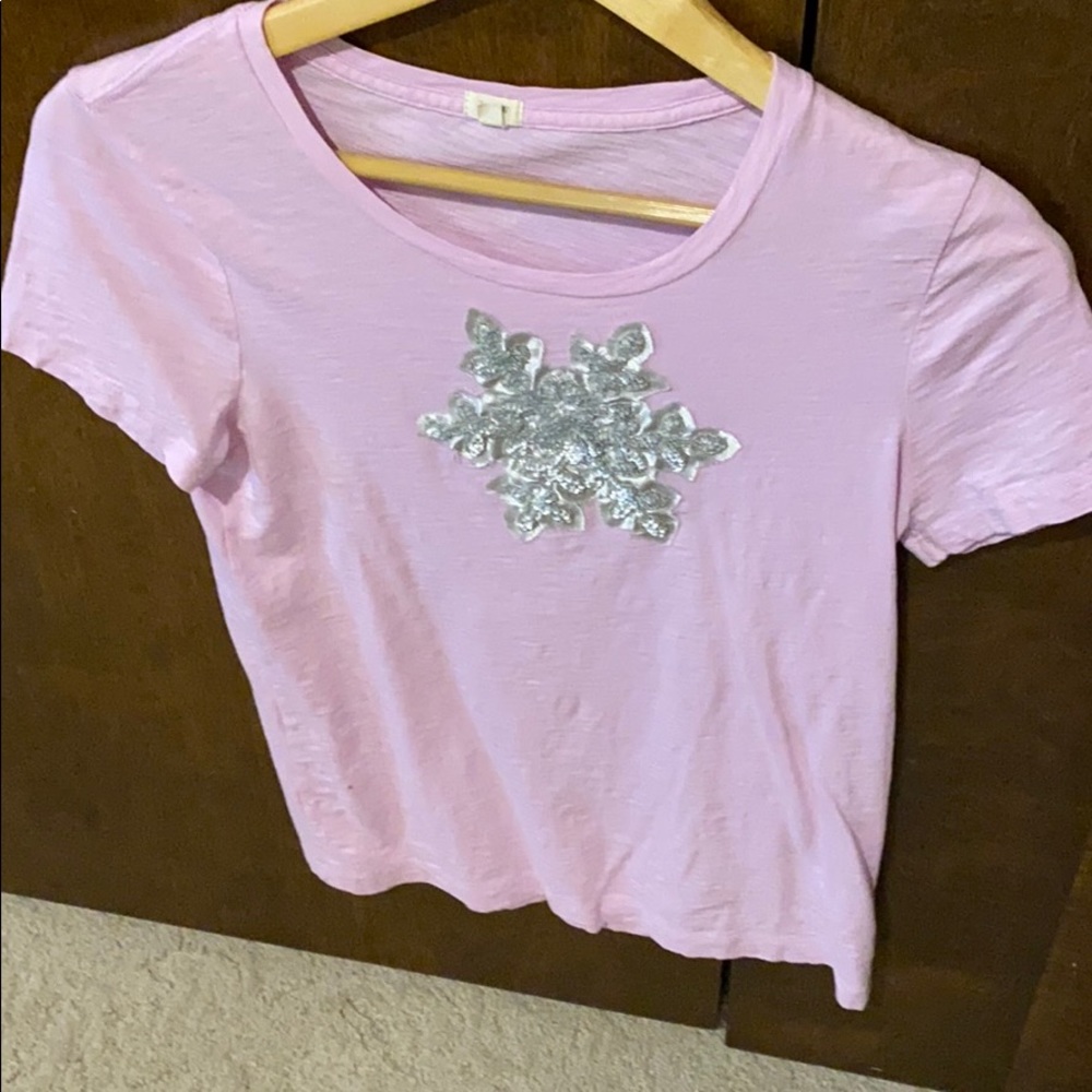 J Crew embellished snow flake tee